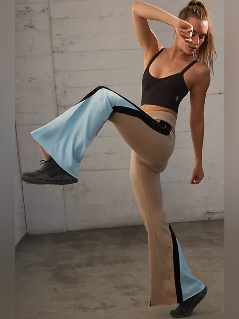 Free People Hot Shot kick flares in Beige & Light Blue size X small